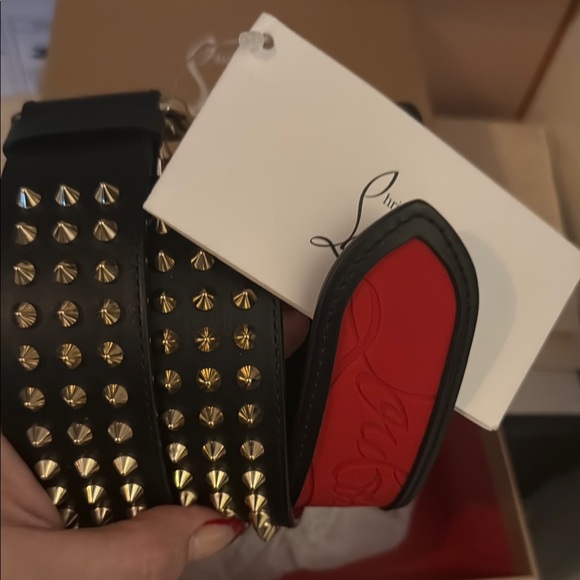 Christian Louboutin Black and Gold Studded Belt - Picture 2 of 4
